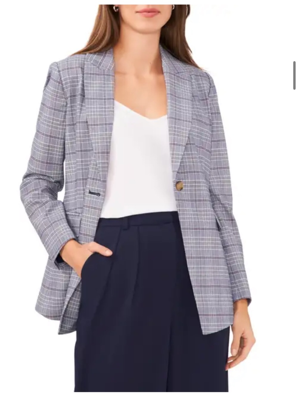 Halogen® Plaid One-Button Blazer